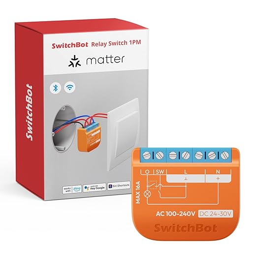 SwitchBot Matte Relay Switch 1PM, WiFi Switch Compatible by SwitchBot