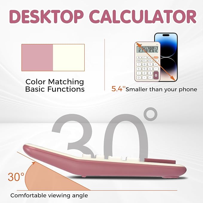 Pendancy Small Desk Calculator Cute, 12 Digit LCD Display, Basic Function - Image 3
