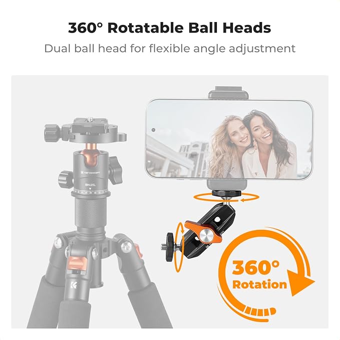 K&F CONCEPT Dual Ball Heads Magic Arm, Articulating Mini Magic Arm - Image 3