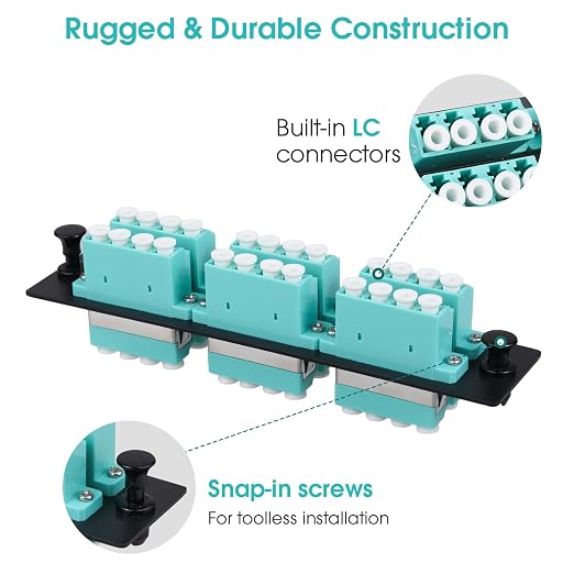 LC/OM3 Fiber Patch Panel, 6 Multimode Aqua Blue 4 Channels LC Adapters - Image 6
