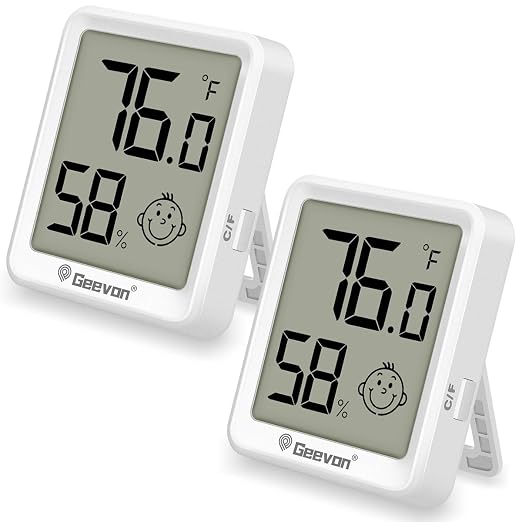 Geevon 2 Pack Mini Digital Hygrometer Gauge Indoor Thermometer – LCD Monitor by GEEVON