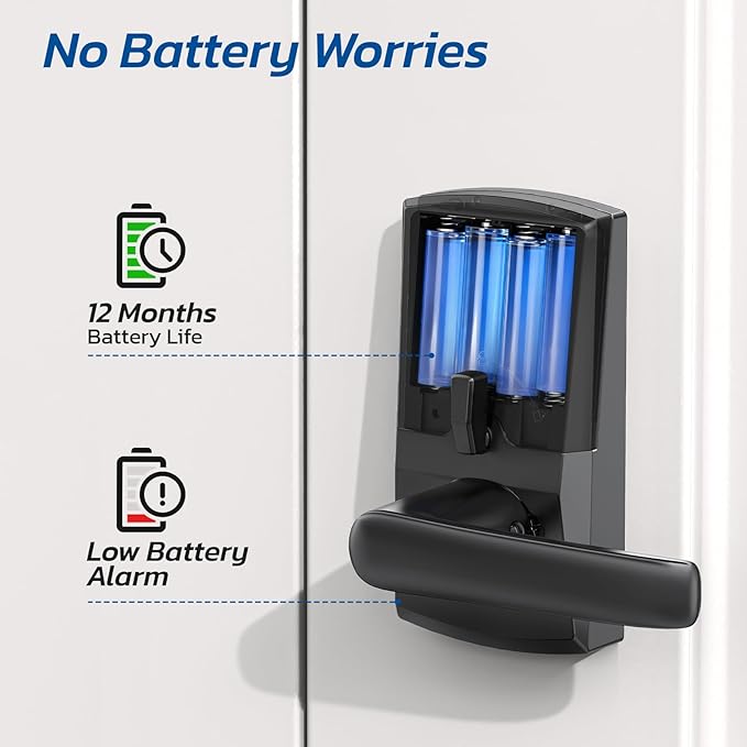 Keypad Smart Door Lock with Handle, Fingerprint Keyless Entry Digital Lock - Image 4