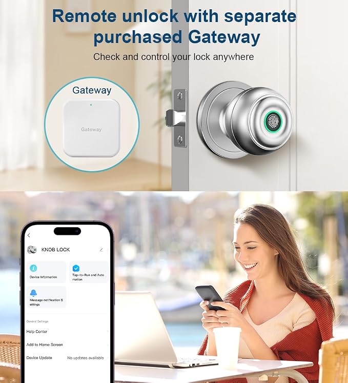 KLLOQUE Fingerprint Door Lock, Smart Fingerprint Door Knob - Image 8