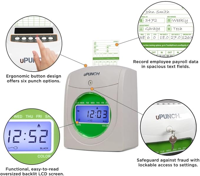 uPunch HN3540 Complete Small Business Start-Up Kit: AutoAlign Time Clock System - Image 4