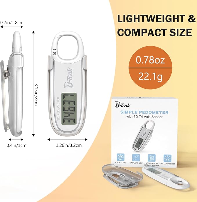 3D Pedometer for Walking with Removable Clip and Carabiner Simple Step Counter - Image 8