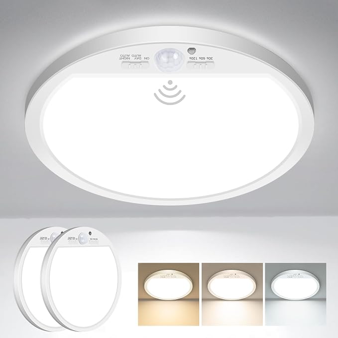 slochi 2Pack Motion Sensor Light Indoor Wired, 12 Inch 3000K/4000K/6500K Closet by CeilingLights