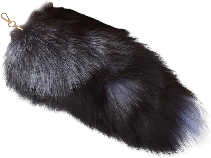 Fox Tail Keychain Long, Fluffy Therian Tail Faux Fur Keyring, Party Costume by Unknown