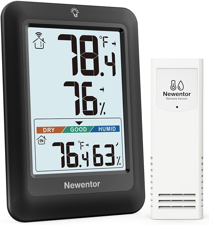 Newentor Indoor Outdoor Thermometer Wireless, Weather Station by Newentor