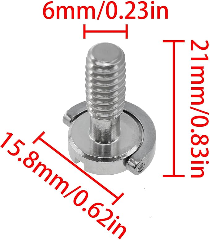 Lovelysp 1/4-20 Thread D-Ring Stainless Steel Camera Fixing Screws Suitable - Image 3