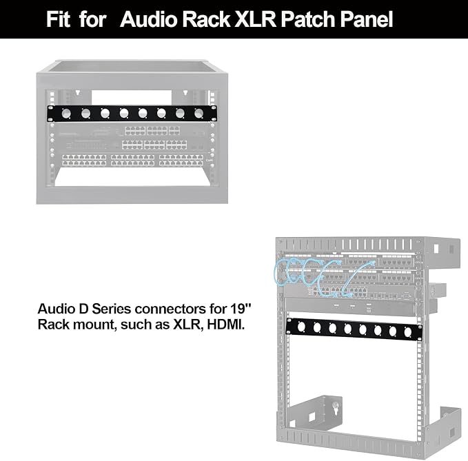 XLR HDMI Audio Rack Mount Panel, 1U D-Series Punched Metal HDMI Rack Mount - Image 6