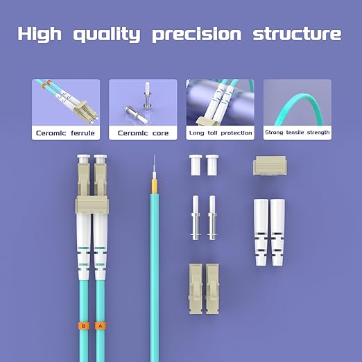 LC/UPC to ST/UPC Fiber Patch Cable OM3 100ft/30meters, 10Gb/Gigabit MultiMode - Image 4