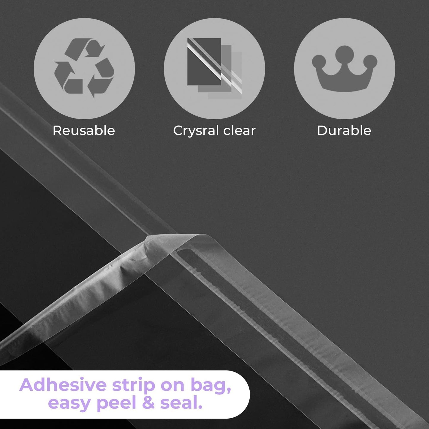 Frametory, 25 Pack 12 2/5" x 16 1/2" Acid-Free Clear Plastic Bags, Self Seal Crystal Photo Bags for 12X16 Prints, Shirts, Clothing and Products