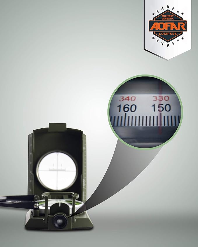 AOFAR AF-4074 Military Compass for Hiking, Lensatic Sighting Waterproof - Image 4
