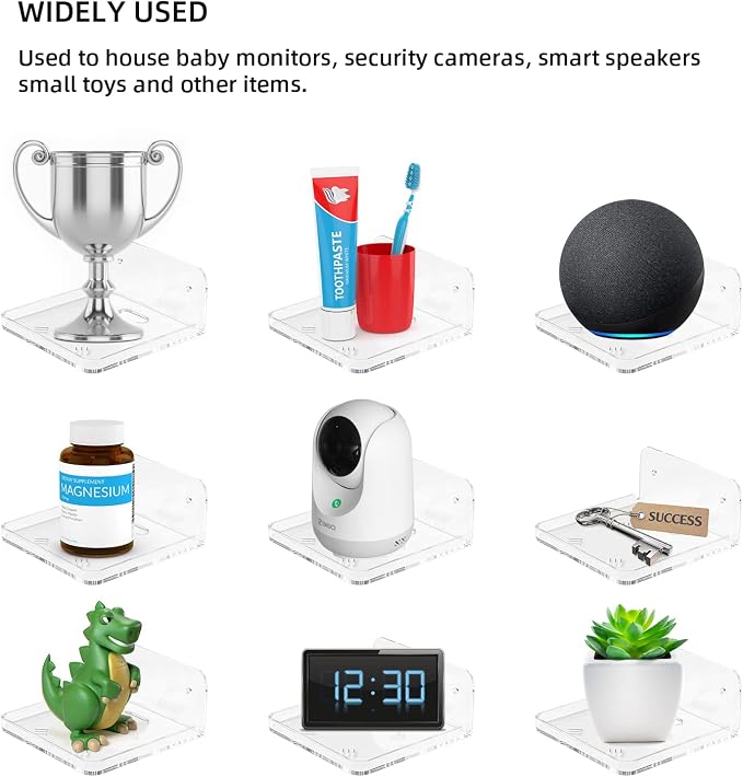 Wall Mount Floating Shelves for 2 Pcs Camera Mini Speaker Shelf Baby Monitor - Image 7