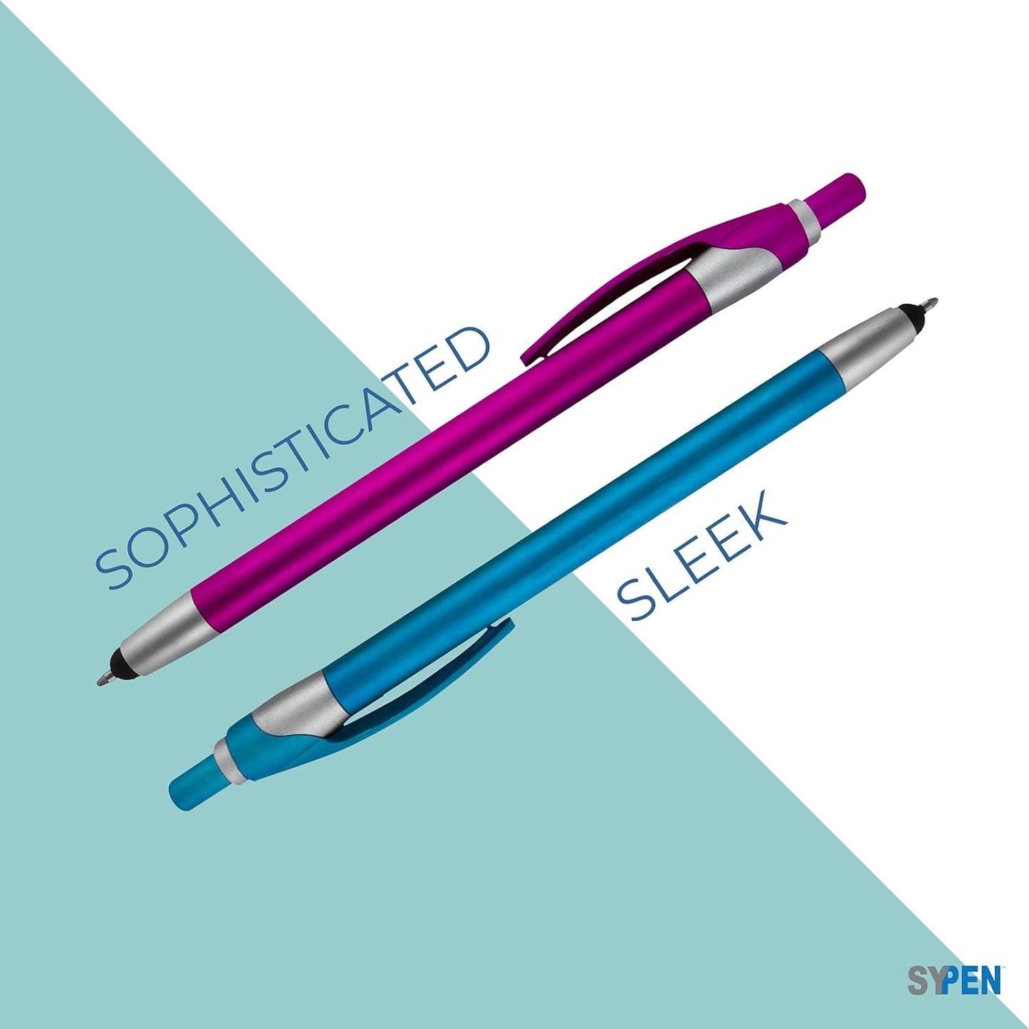 Personalized With your Custom Logo or Text Pens-Pack of 450- for Marketing, Parties, and Events, 2 in 1 Capacitive Stylus & Ballpoint Pen Compatible With Touchscreen Devices, Blue Ink, Red Pens