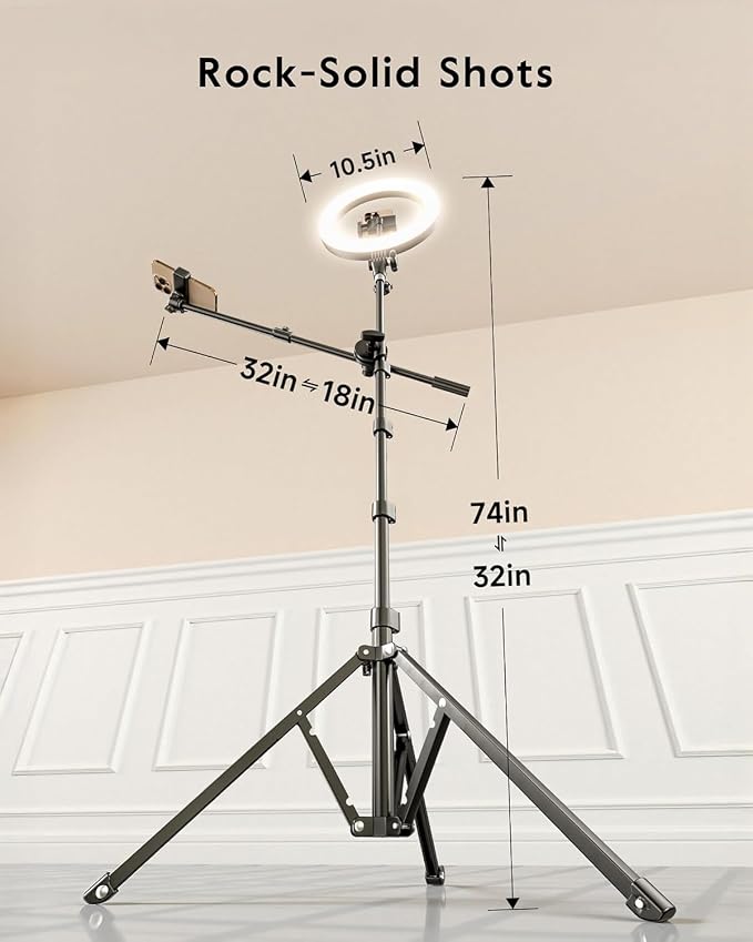 Soft Ring Light with Stand & Dual Phone Mount, LUXSURE Phone Tripod with Ring - Image 9
