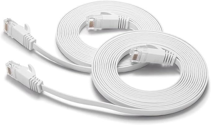 BUSOHE Cat6 Ethernet Cable 6FT 2Pack White, Cat-6 Flat RJ45 Computer Internet by BUSOHE