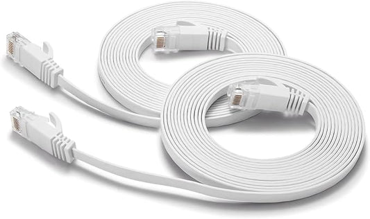 BUSOHE Cat6 Ethernet Cable 6FT 2Pack White, Cat-6 Flat RJ45 Computer Internet by BUSOHE