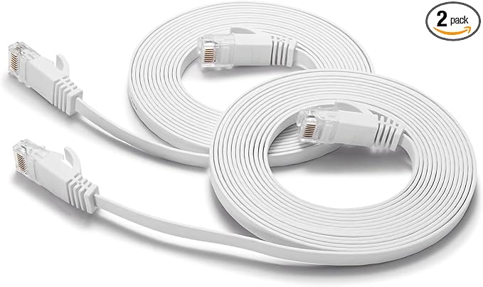 BUSOHE Cat6 Ethernet Cable 15FT 2Pack White, Cat-6 Flat RJ45 Computer Internet by BUSOHE