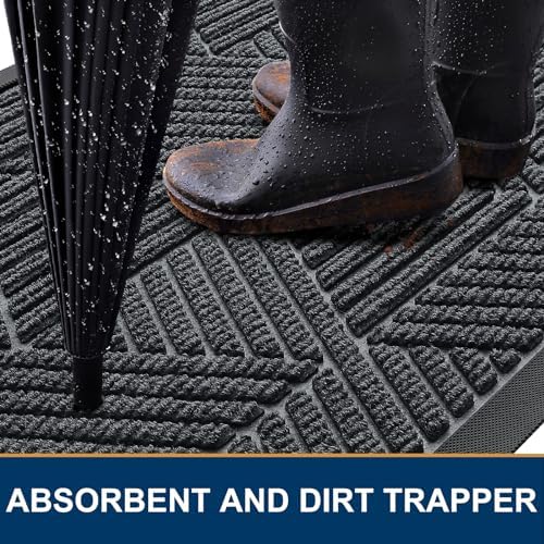 Smiry Front Door Mat Outside Entrance, Low Profile Rubber Doormat - Image 3