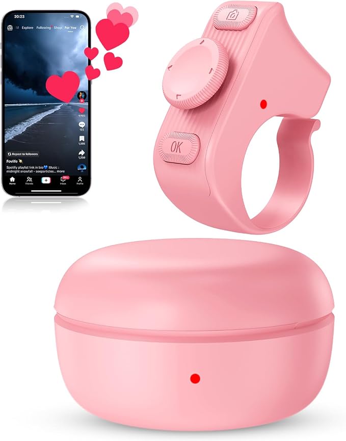 TikTok Scrolling Ring Remote Control, Camera Shutter Remote, Wireless Bluetooth by duskeep
