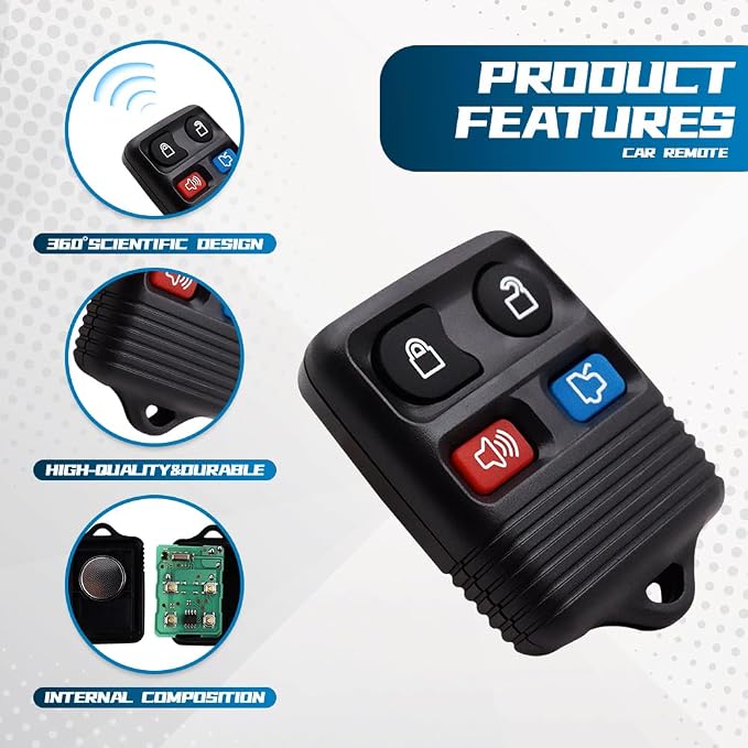2Pcs Keyless Entry Remote Key Fob 4-Button Replacement - Image 3