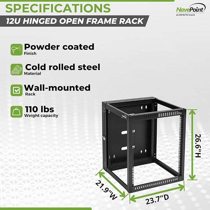 NavePoint 12U Wall Mount Server Rack - Image 4