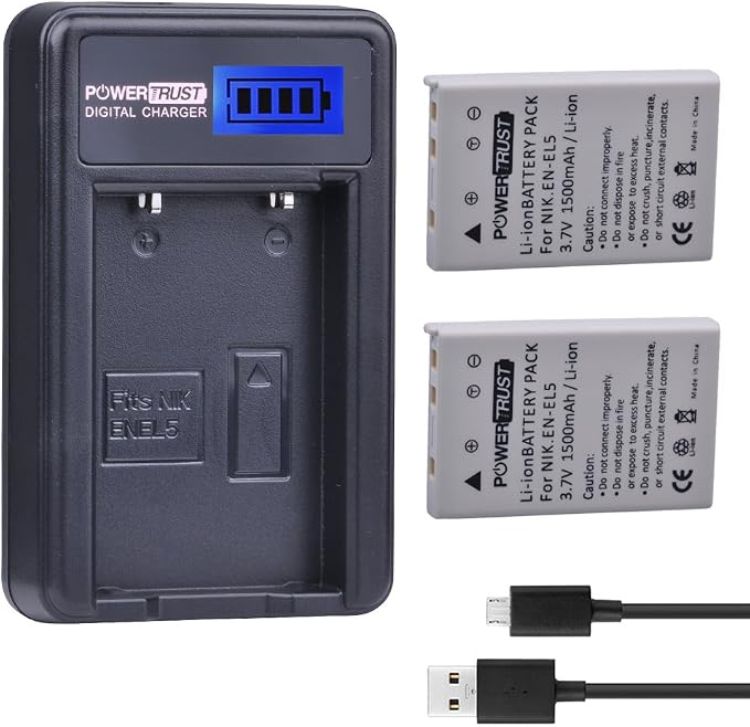 2 Pack EN-EL5 Camera Battery and LCD USB Charger by Unknown