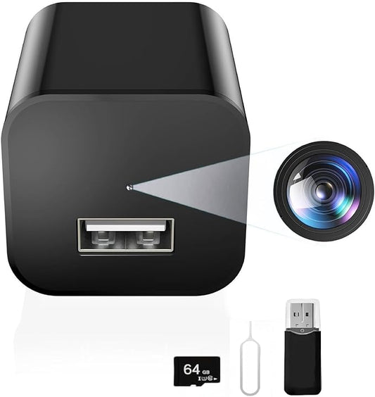 DUVIX Mini Camera with 64G Card 1080P Small Security Camera Charger with Motion by DUVIX
