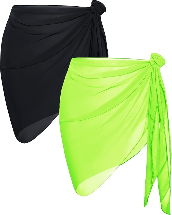 CHICGAL 2 Pieces Women Beach Sarong Bathing Suit Wrap Skirt Sheer Bikini by CHICGAL