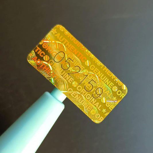 GQYH Hologram Tamper Evident Stickers 280pcs - High Security Labels with Unique Serial Numbering (0.78x0.4inch, Gold)