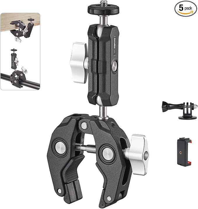 Super Clamp Camera Clamp Mount Monitor 360°Ballhead Magic Arm Double Ball Head by Unknown