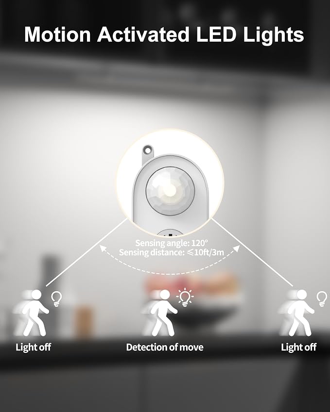 ASOKO Motion Sensor Dimmable Led Under Cabinet Lighting, 12 inches Plug in Led - Image 4