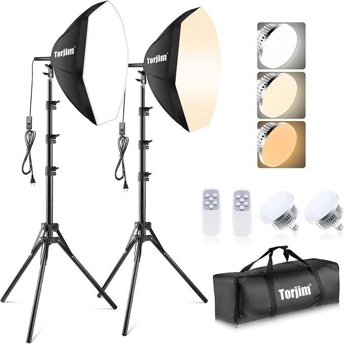 Torjim Softbox Photography Lighting Kit, Studio Lights by Torjim