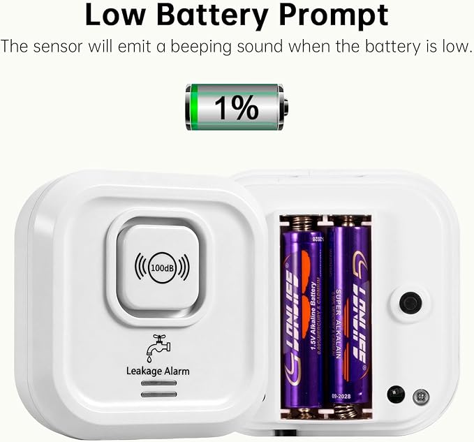 100dB Water Sensor Alarm Water Leak Detector, - Image 5