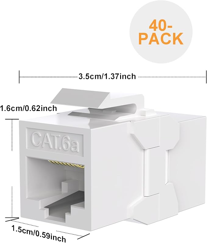 40 Pack Cat6A Keystone Jack Coupler RJ45 Female to Female Ethernet Wall Jack - Image 5