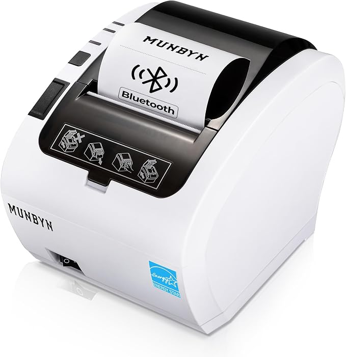 MUNBYN Bluetooth Thermal Receipt Printer P047, 80mm POS Printer, Thermal Printer by MUNBYN
