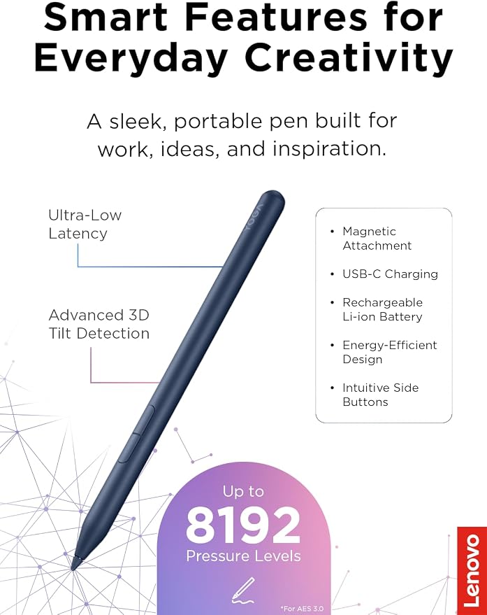 Lenovo Yoga Pen 2 with Magnetic Pen Case, AES 3.0 Stylus with 8192 Pressure - Image 3