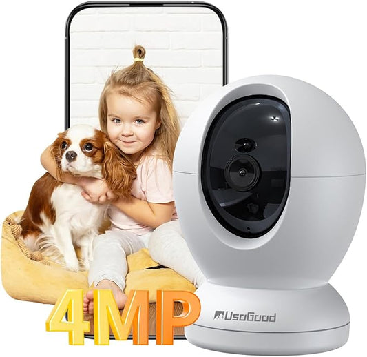 4MP Indoor Security Camera, 360°Pet Camera Indoor, Baby Monitor by Usogood