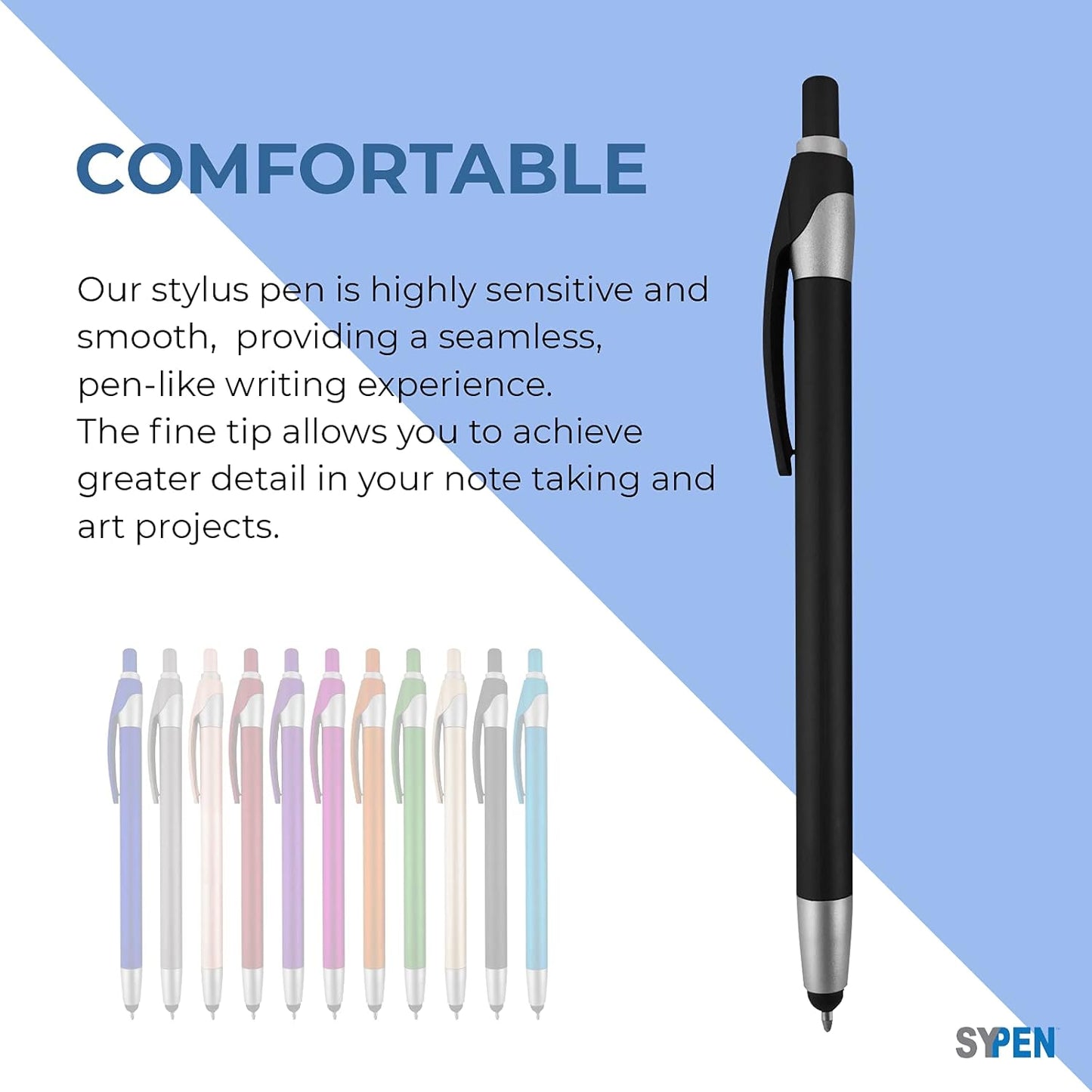 Personalized With your Custom Logo or Text Pens-Pack of 450- for Marketing, Parties, and Events, 2 in 1 Capacitive Stylus & Ballpoint Pen Compatible With Touchscreen Devices, Blue Ink,Purple Pens