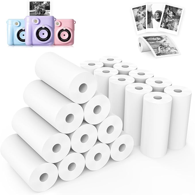 Phetium 20 Rolls Kids Camera Instant Print Refill Paper Set, HD Printing by Phetium