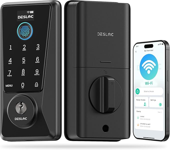 DESLOC Smart Lock D110 Plus, WiFi Fingerprint Smart Front Door Lock by DESLOC