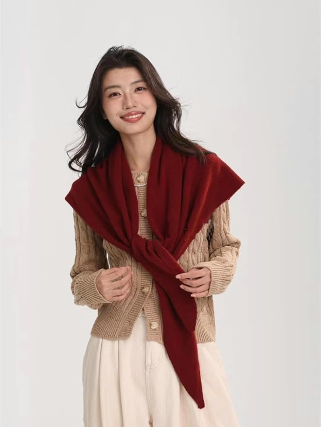 Shawls Wraps Women Triangle Sweater Scarf Warm Wool Blend Pashmina Cape Cold - Image 3