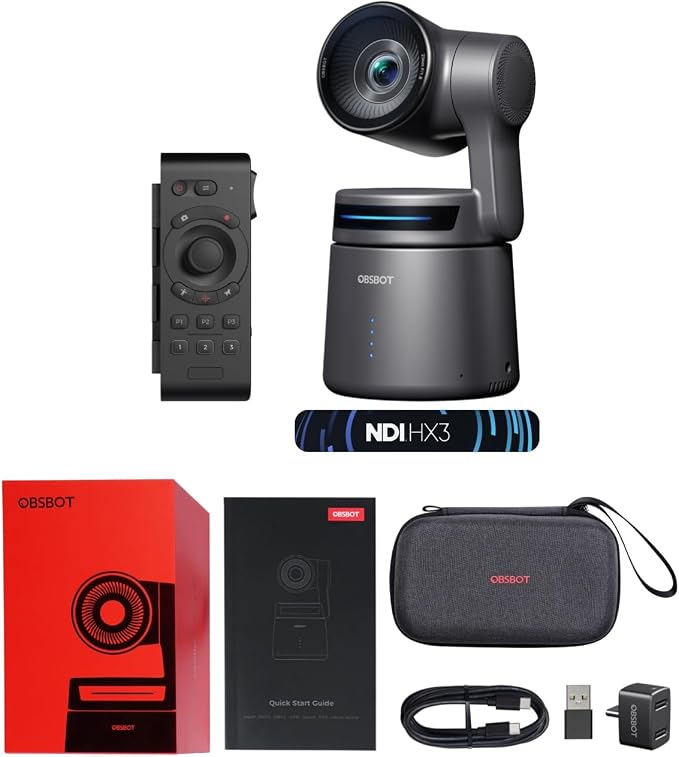 OBSBOT Tail Air NDI Streaming Camera 4K, AI Tracking PTZ Camera by OBSBOT