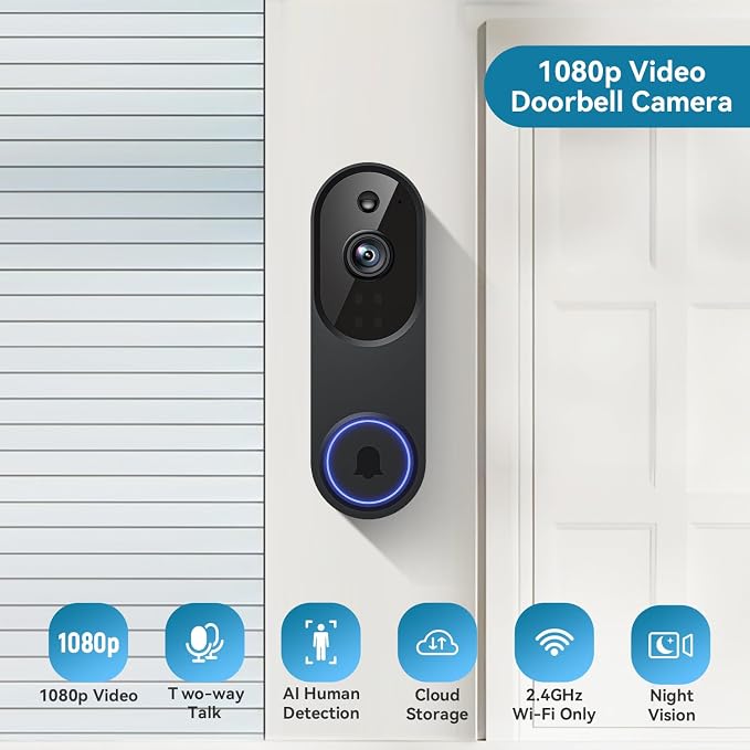 Guggre Doorbell Camera M52, Security Camera Outdoor/Indoor, 1080 HD - Image 2