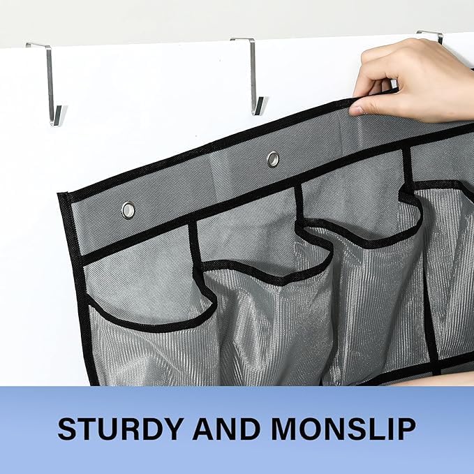 28 Mesh Pockets Hanging Over the Door Shoe Organizer （Black） - Image 3