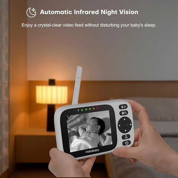 HelloBaby 3.2'' Baby Monitor 2 Cameras, Video Audio Baby Monitor No WiFi - Image 3