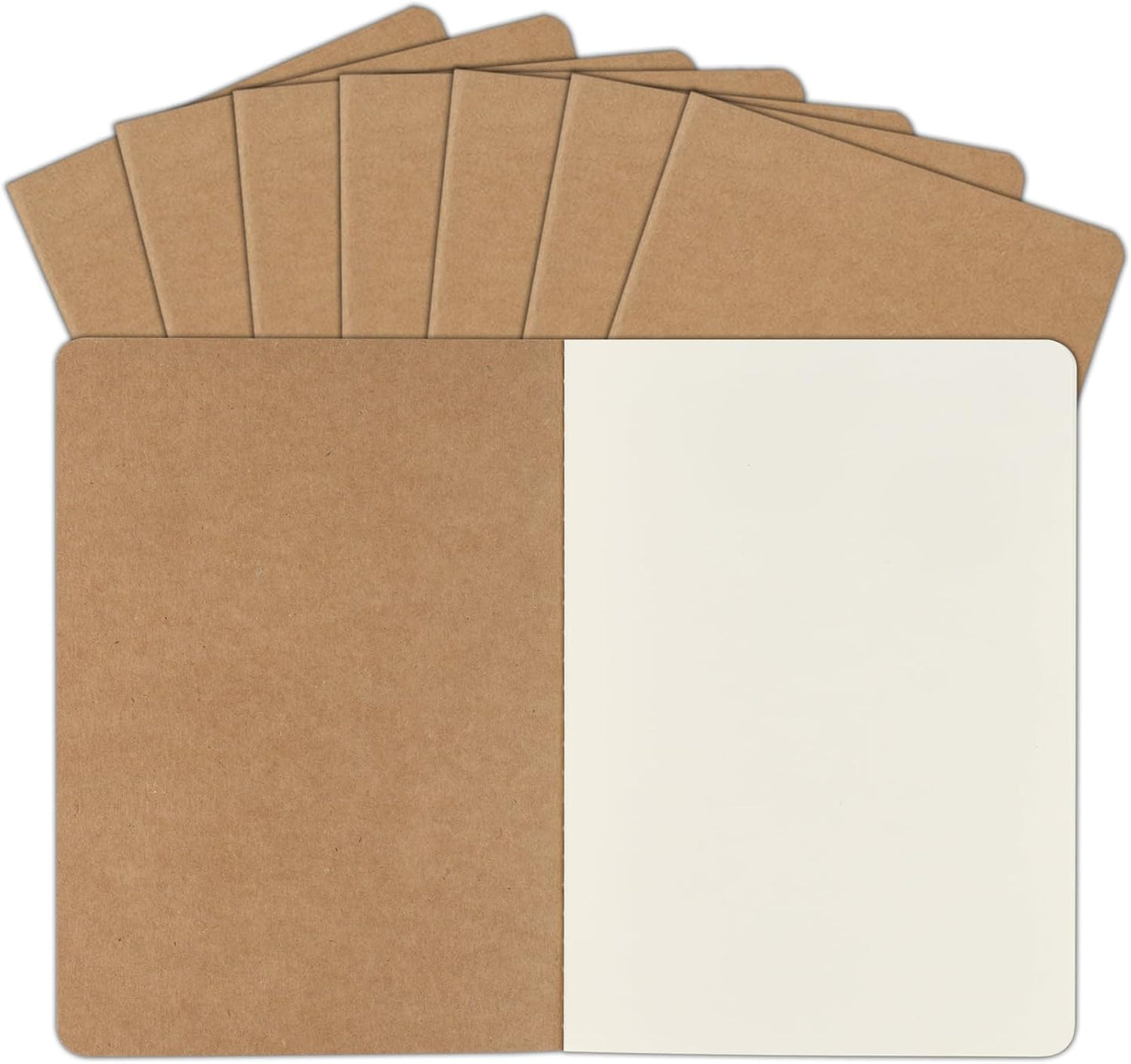 ZCZN 8 Pack A5 Kraft Notebooks Bulk, 8.15x5.5 Inches Blank Journaling Notebooks, Notebooks for Work, Composition Notebooks for School, Journal notebooks for kids, 60 Pages