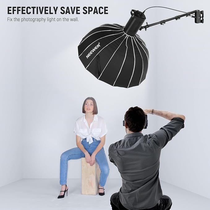 NEEWER Ring Light Wall Mount Boom Arm, Aluminum Alloy, 6.6lb/3kg Capacity - Image 2