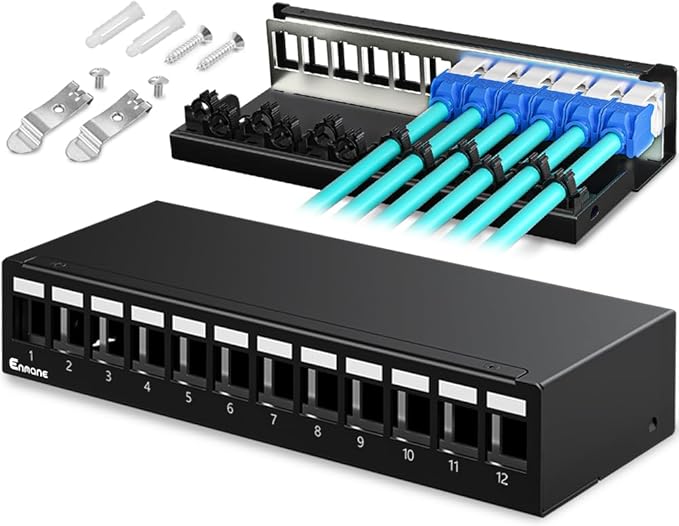 Patch Panel 12 Port Blank Keystone Patch Panel STP&UTP Compatible by Enmane
